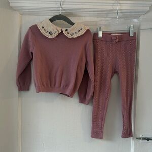 Zara Kids Matching Set in Mauve and Cream